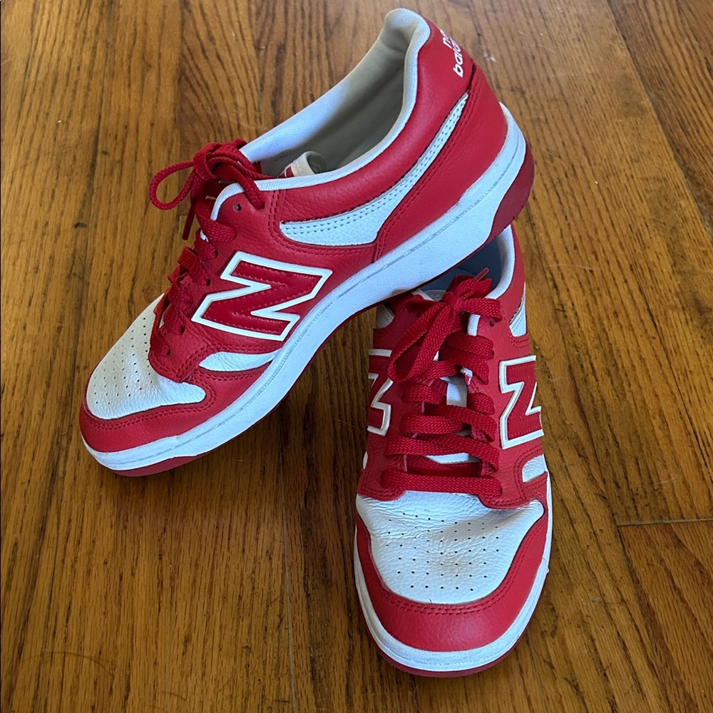 New Balance Red and White Athletic Shoes